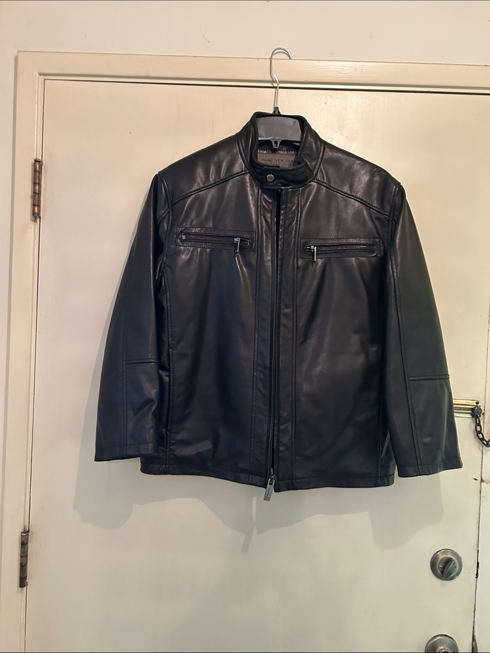 Men's Black Leather Zip-Front Jacket